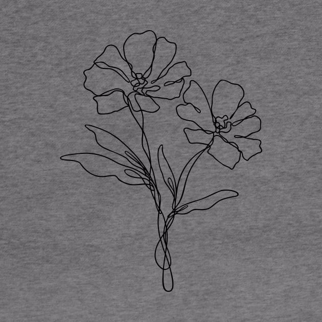 Wildflower Line Art | Floral Botanical Minimalist Lineart by RachelFCreative